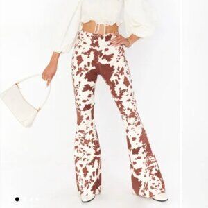 Show Me Your Mumu Cam Cam Bells Cow Print Flare Pull On Pants Size 26 Small
